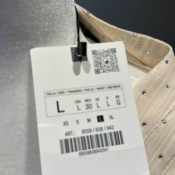 Zara Rhinestone Cream Sheer Blouse - Picture 5 of 6